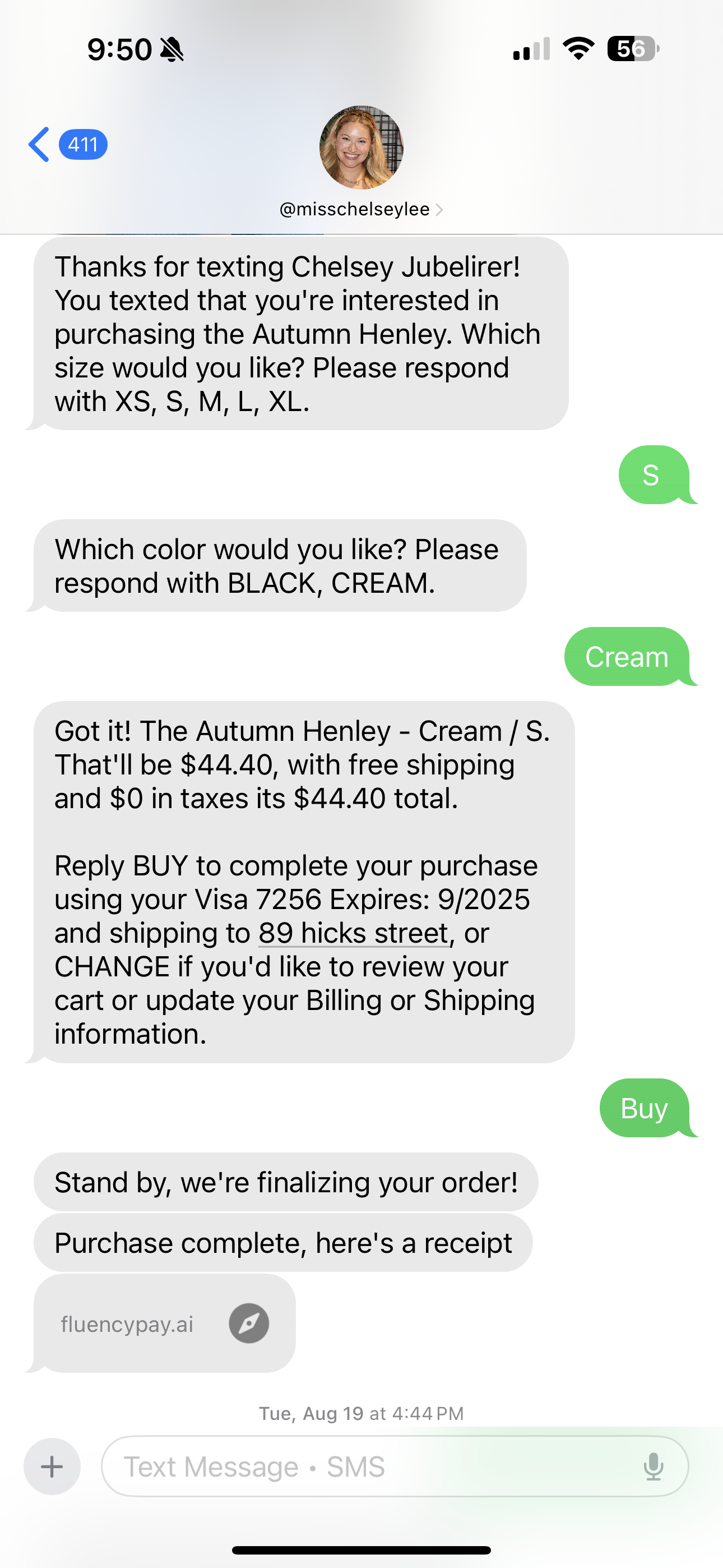 Smartphone with personalized messages from creator showing exclusive content